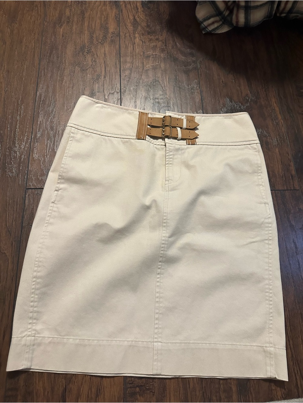 Ralph Lauren Sport Vintage Cream High-Waist Belted Pencil Skirt